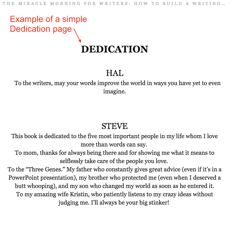 Dedication Page Amazon Kindle Direct Publishing