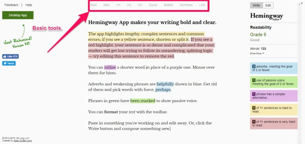 Hemingway App For Authors User Interface