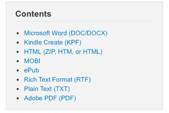 Supported Ebook Formats