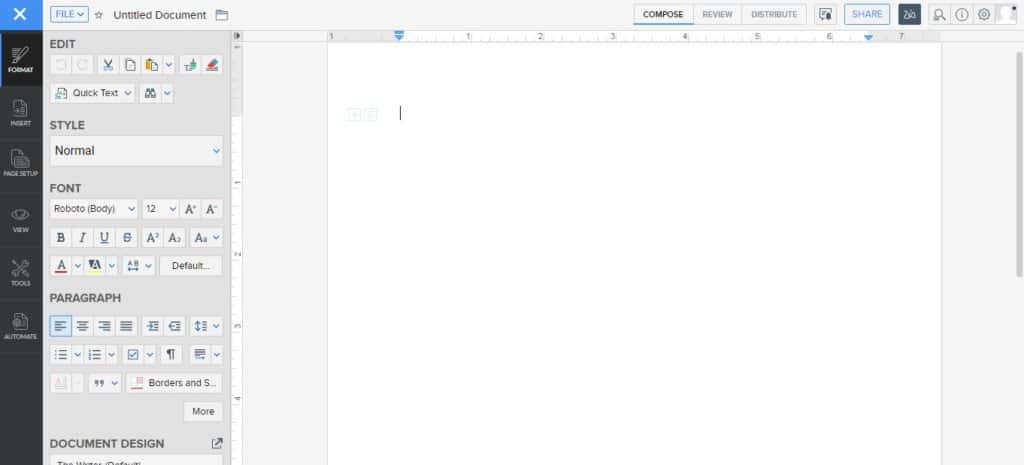 zoho writing software for books screenshot