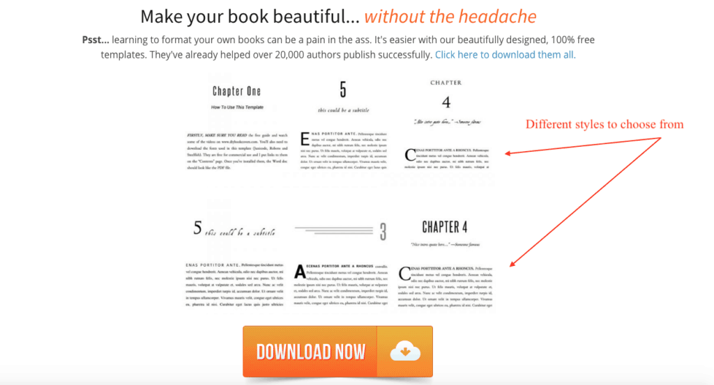 image showing different style templates available