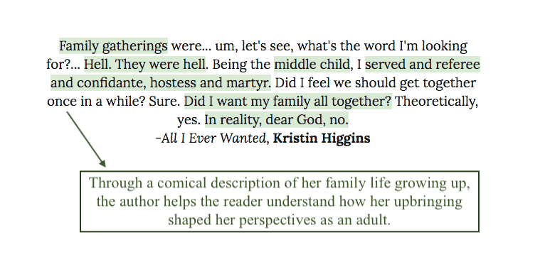 quotation about the family life of a book character