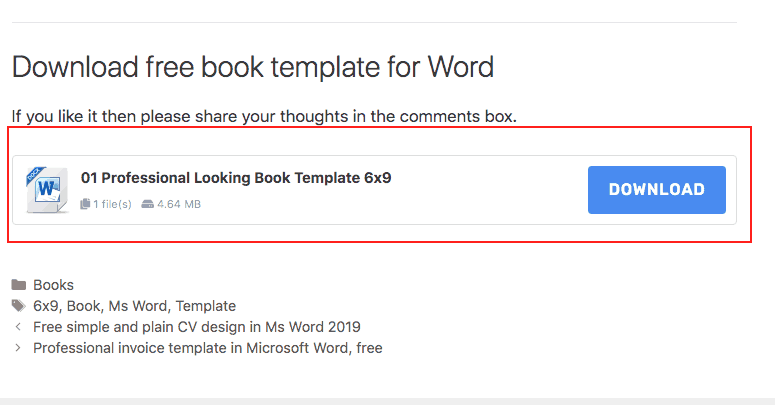 free template book template download instructions