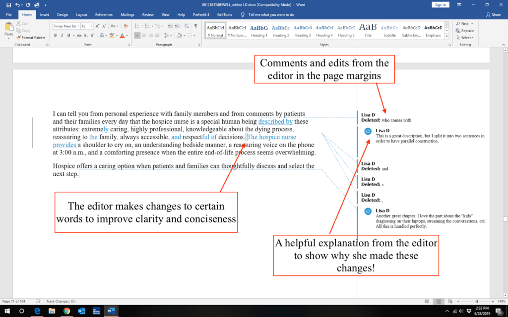 what is copyediting example