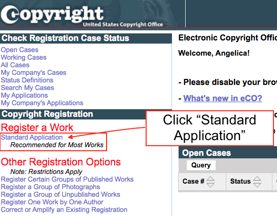 book copyright register a work
