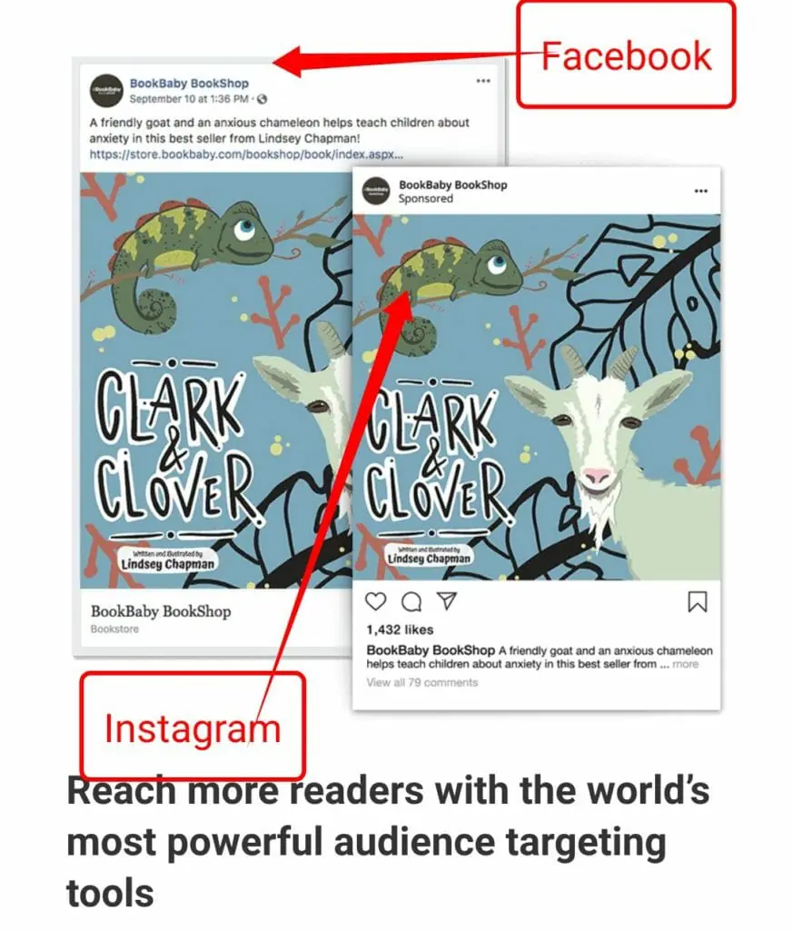 Instagram and Facebook promotion from BookBaby