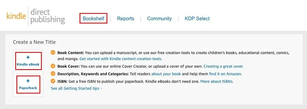 Screenshot Showing How To Create A New Title On Kindle Direct Publishing