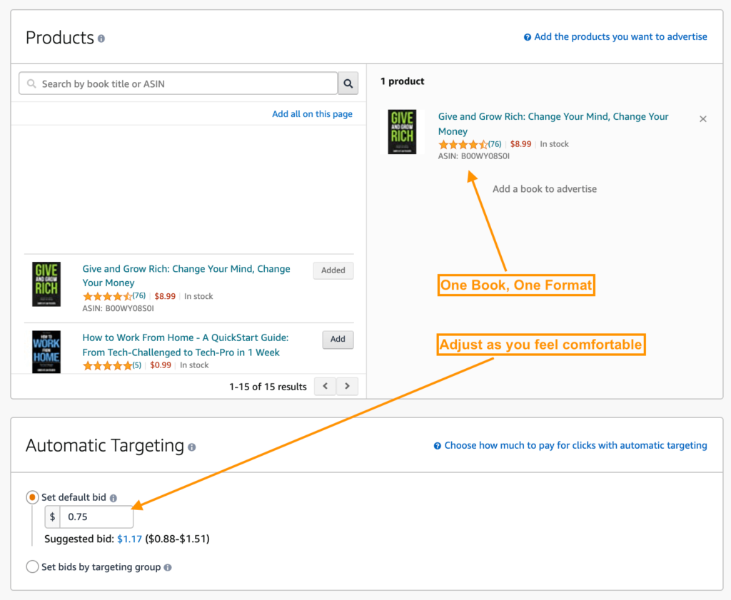 How To Sell Your Novel: Amazon Ad Settings