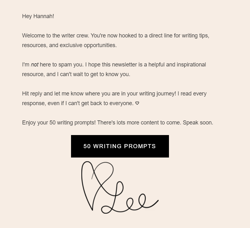 writing prompts newsletter incentive message