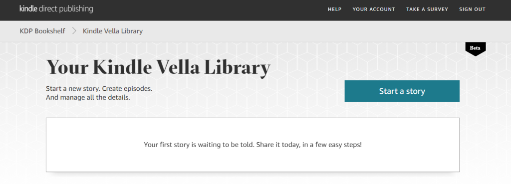 Screenshot Showing Kindle Vella Library Screen