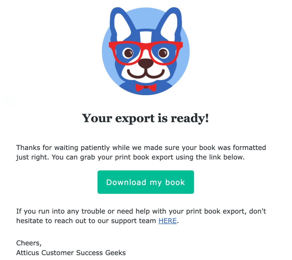 Atticus Review: &Quot;Your Export Is Ready&Quot; Pdf Notification