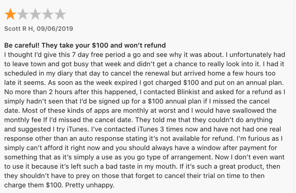 1 star Blinkist review
