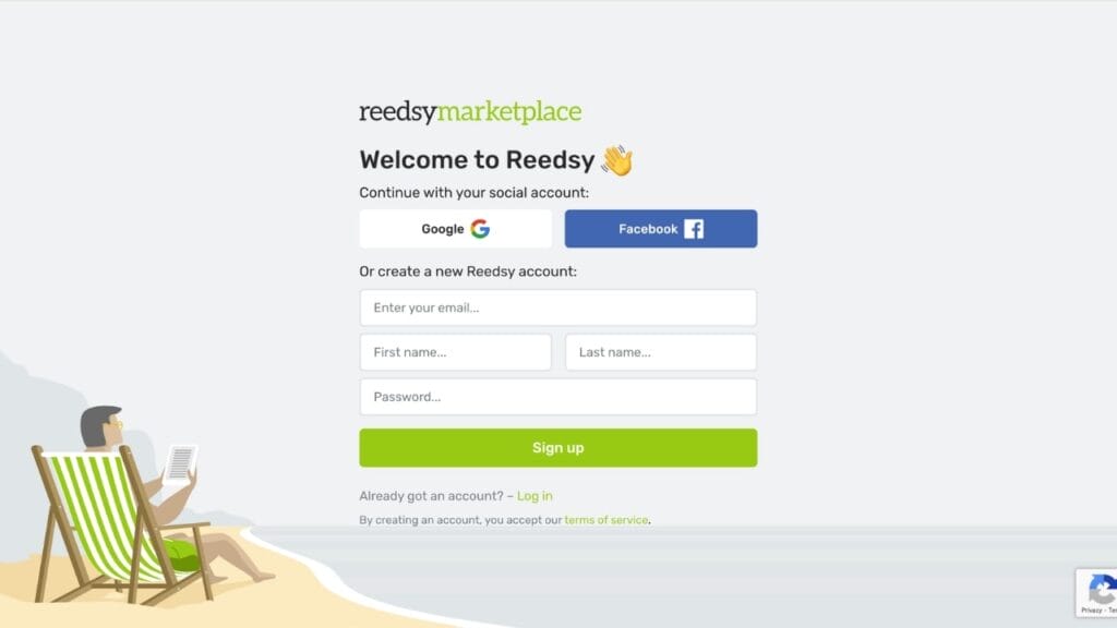 Reedsy Marketplace Sign Up Page
