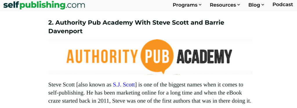 Authority Pub Academy Review By Selfpublishing.com