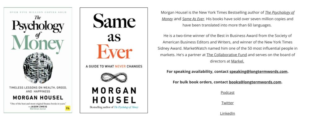 Screenshot Www Morganhousel Com 2024 12 26 12 06 41 How To Create An Irresistible Offer — The Psychology Of Money And Same As Ever Landing Page