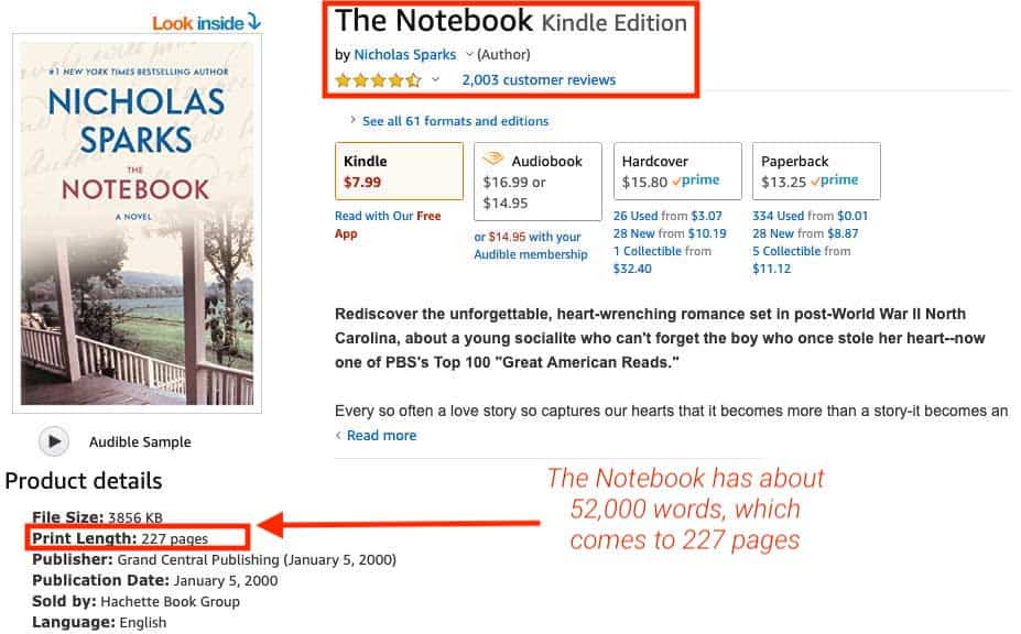 How Many Words In A Romance Book The Notebook