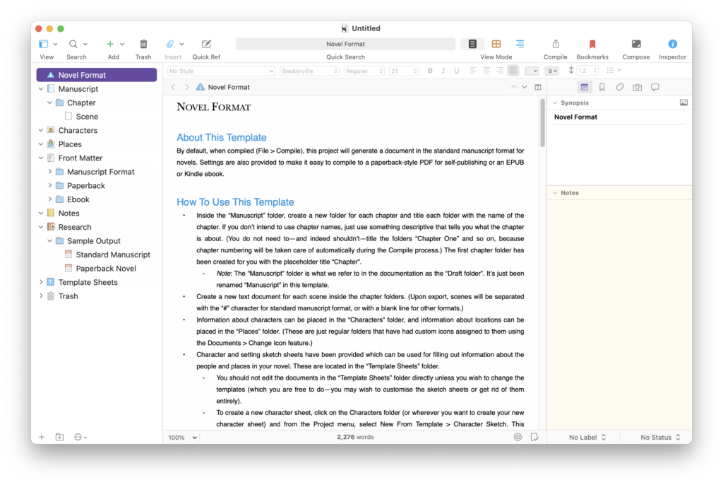 Scrivener Book Template