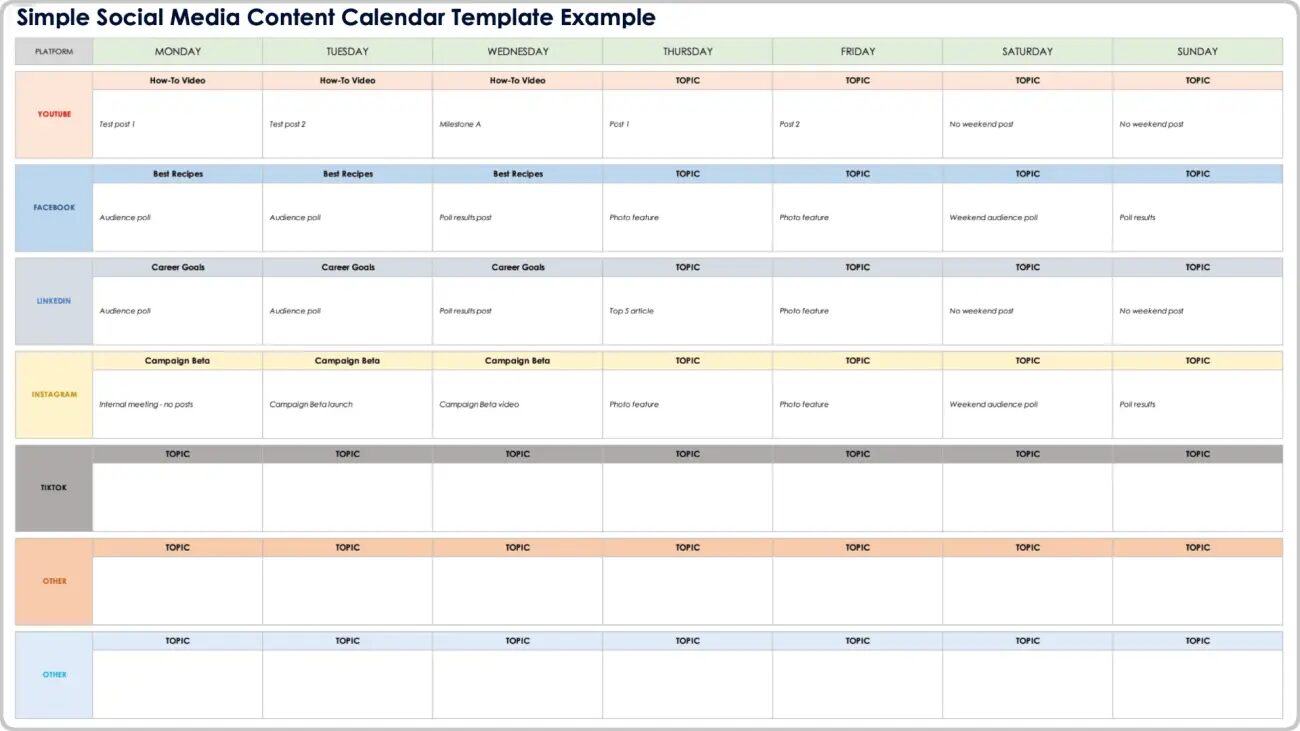 content calendar