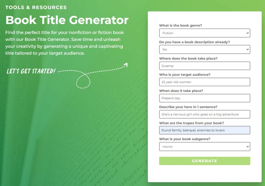 Free Horror Book Title Generator 03 Free Horror Book Title Generator 03