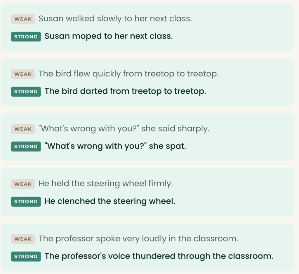 Strong Verbs Example Sentences
