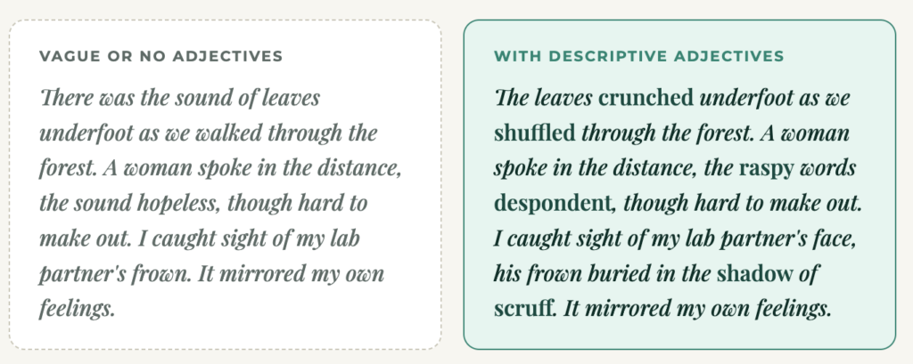 Descriptive Adjectives List Example